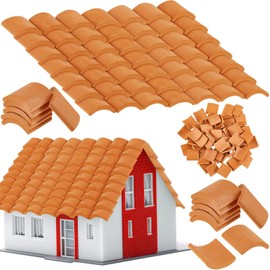 Dasing 200 Pieces Roof Tile Model Building Kit Red Miniature Tiles for DIY Landscape Kitchen Garden Decoration