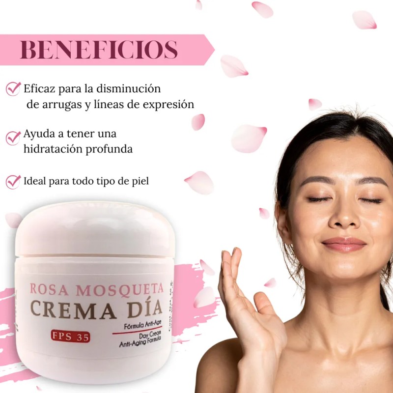Crema De Día Rosa Mosqueta 60ml Hidratante Facial Antiedad FPS