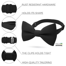 Black Bow Tie for Boys Cute Black Bow Tie - Fabric Pretied Unisex Adjustable Formal Colorful Fashion for Girls Mens Black Bow Ties in shop Bow Tie House (Medium, Black)