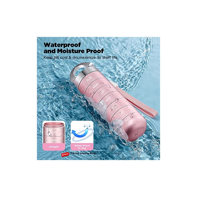 Zannaki Portable Waterproof Aluminum Weekly Pill Organizer