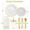 iMounTEK 175pcs Disposable Dinnerware Set Gold Plastic Plates for Wedding