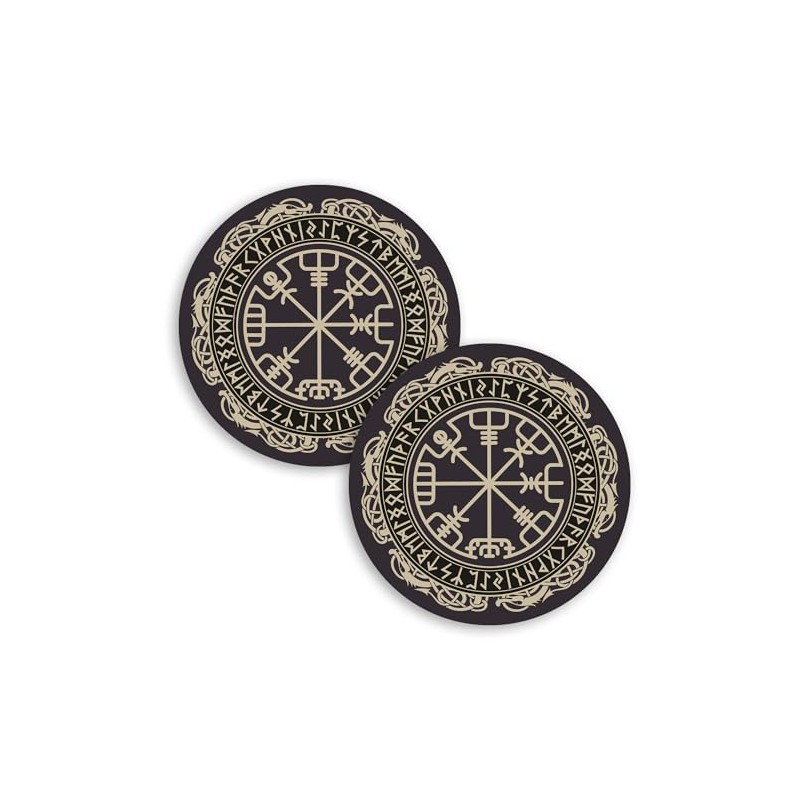 2 x 10cm Viking Magical Runic Compass Vinyl Stickers -