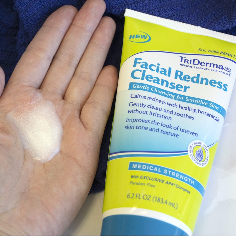 TriDerma Facial Redness Cleanser Face Wash, Improves Appearance of Red,
