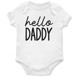 Hello Daddy Baby Grow, New Dad Baby Announcement Ideas, Newborn Gift idea, Welcome to The World, 3-6 Months, White