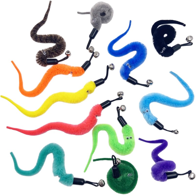 Cat Worm Toy Refills Cat Toy Wand Replacement, 12 Pieces