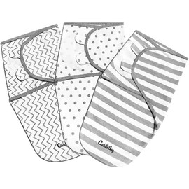 CuddleBug Swaddles for Newborns (3-Pack) - 100% Cotton Velcro Baby Swaddles 0-3 Months, Machine Washable Newborn Sleep Sacks, Snug Baby Swaddle Blanket (Spots & Stripes)