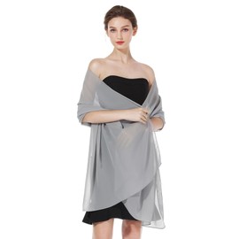 BEAUTELICATE Chiffon Scarf Stole Women's Festive Elegant Scarves Shoulder Scarf Stole for Evening Dresses Bridal Festive Summer Wedding, Silver Grey - Plus Size, Unit size