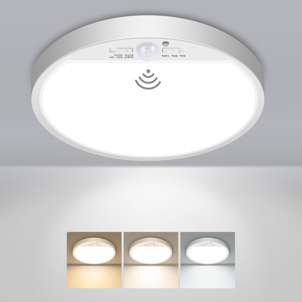 Slochi Motion Sensor Ceiling Light Wired, 3000K/4000K/6500K Selectable LED Flush