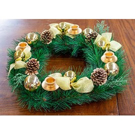 VILLAGE GIFT IMPORTERS 16" Advent Wreath with Gold Accents