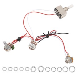 1Pcs Yootones Guitar Wiring Harness Set Prewired 500K Pots 3 Way Toggle Switch Wiring Harness Kit with 6.35 Output Compatible with Electric Guitar (White hat)