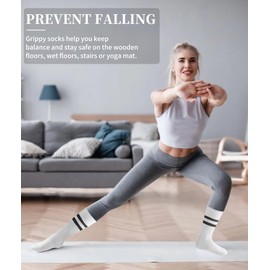 DIBAOLONG Pilates Socks with Grips for Women Non Slip Yoga socks for Barre Ballet Workout Grippy Hospital Socks 3 Pair