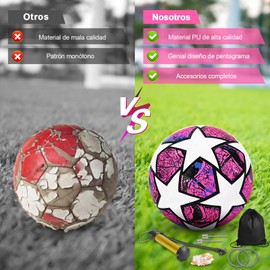 RAINBOWSTREET Balón de Fútbol No.5 - Balón de fútbol de Entrenamiento Juvenil，Champions League Football Fans Memorabilia，Adecuado para jóvenes y Adultos, Regalos para los Amantes del fútbol (Rosa)