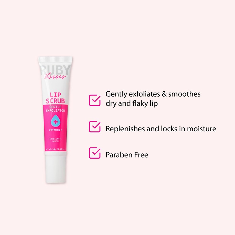 Ruby Kisses Exfoliating Lip Scrub, Gentle Smoothing for Soft Lips,
