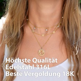 BONNYBIRD® Women's Necklace Made of Premium Stainless Steel, 100% Waterproof and Skin-Friendly, in Silver, Gold and Rose Gold, Stainless Steel