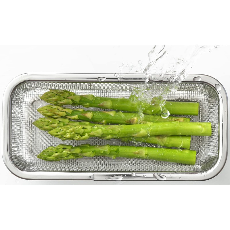 Yoshikawa YJ3364 Colander, Stainless Steel, Colander, Square, Vegetables, Length 8.1
