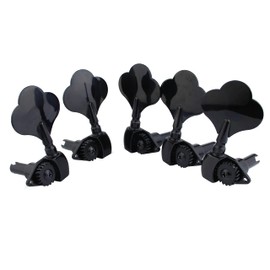Guyker Open Frame Electric Bass Machine Head (3R + 2L) - 1:20 Ratio Gear Tuners Tuning Key Pegs - black