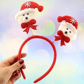 Chicque Christmas Hair Hoop Santa Claus Headbands Snowman Hair Decoraions Xmas Red Hair Accessories for Women and Girls (Bear)
