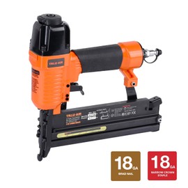 Valu-Air SF5040 Pneumatic Brad Nailer – 18 Gauge 2-in-1 Air Nail Gun & Stapler, Lightweight Aluminum Body, Ideal for Woodworking, DIY Projects, Includes Case (Air Compressor Required)