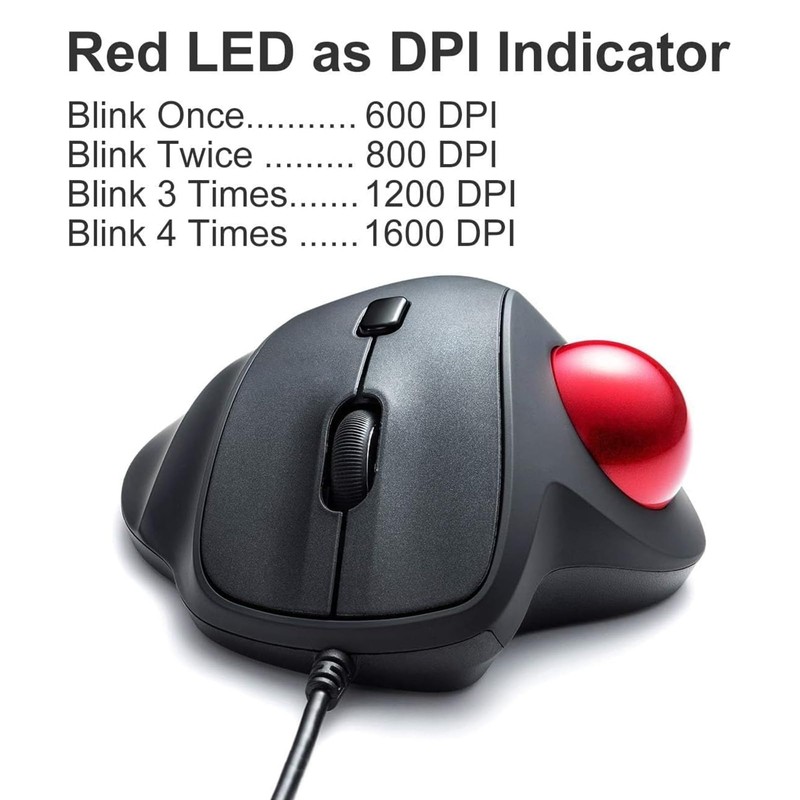 SANWA Wired Ergonomic Trackball Mouse, Optical Vertical Rollerball Mice, Silent
