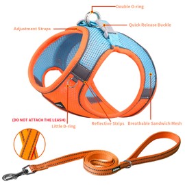 AIITLE No Pull Dog Harness and Leash Set, Step in Adjustable Dog Harness with Padded Vest for All Weather, Dog Leash with Soft Padded Handle, Easy to Put on Small and Medium Dogs Orange S