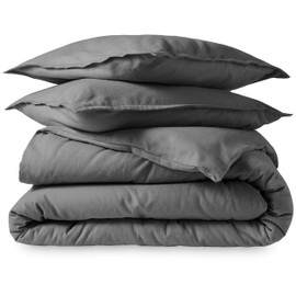 Bare Home Flannel Duvet Cover and Sham Set - King/California King - 100% Cotton, Velvety Soft Heavyweight, Double Brushed Flannel (King/Cal King, Grey)