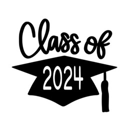 Class Of 2024 Graduation Cap Decal, Graduation T Shirt Transfer, DIY Graduate Shirt Patch, Grad Tshirt Sticker, HTV Vinyl Applique, Pick Size Color, Iron-On Almost Anything (Black)