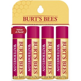 Burt's Bees Bálsamo labial hidratante de origen 100% natural, sandía, 4 tubos