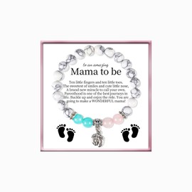 First Time Moms Bracelet for Pregnancy Women New Mom Gifts Pregnant Gifts Mom to Be Gift Natural Stone Beads Bracelet New Mommy Jewelry Gift-2