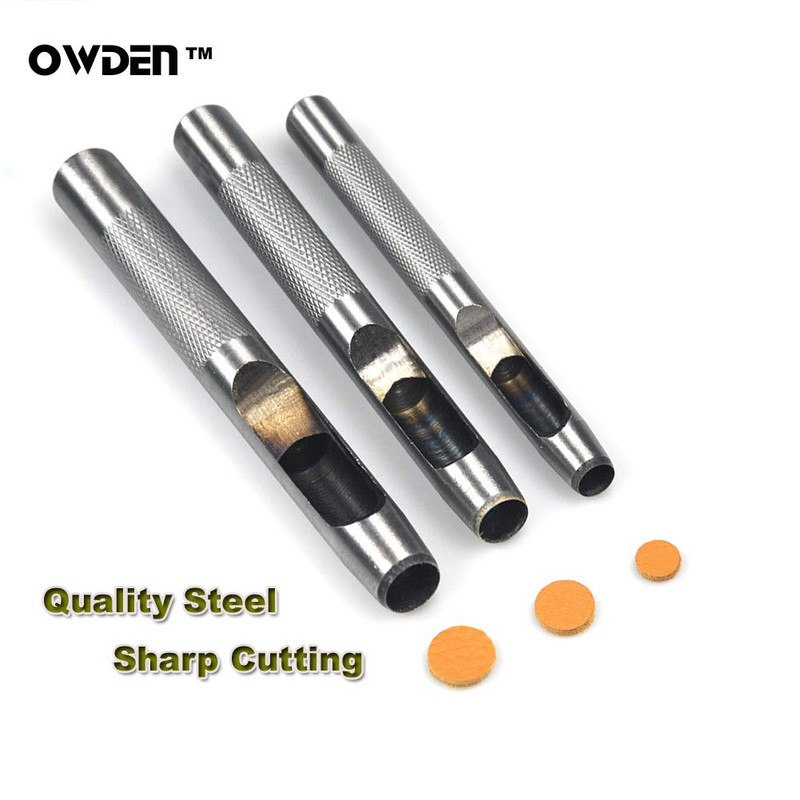 OWDEN 6 Pieces Hollow Hole Punch Set (1/8" - 5/16"),Leather