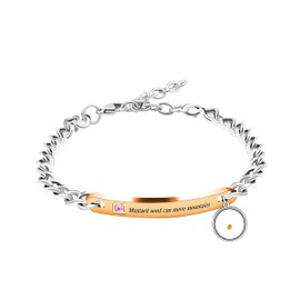 Uloveido Stainless Steel Chain Bangle Bracelets Engraved Faith as Small as Mustard Seed Can Move Mountains Y1133 (Pink CZ&rose gold plate-Round)