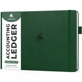 Clever Fox Accounting Ledger Book Horizontal – Columnar Journal & Money Expense Log for Small Business & Personal Bookkeeping,10x7″ (Dark Green)