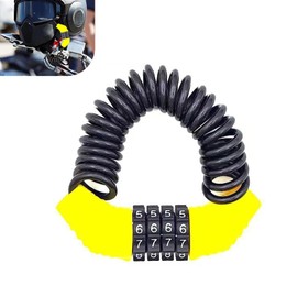 Qurbuns 1 PC Motorcycle Helmet Lock, Portable Bicycle Helmet Combination Lock, Anti-Theft Retractable 4 Digit Small Cable Lock, Universal Heavy-Duty Alloy Lock for Scooter, Bikes, Luggage (Yellow)