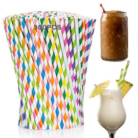 Pajitas de Papel Desechables, 300 piezas Pajitas de Papel Biodegradables, Pajitas de Papel, Assorted Rainbow Striped Colors Smoothie Straws