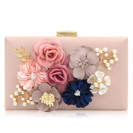 Milisente Damen Clutch Tasche Blumen Abendtasche Hochzeit Bag Elegante Handtasche (Rosa)