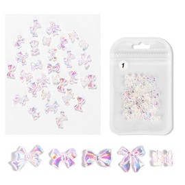 GUMEI Nail Art Stickers 3D Resin Bow Nail Decoration Butterfly Bowknot Nails Charms Art Designs 30pcs
