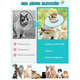 Collar de Recuperación para Gatos y Perro,Collar de Recuperación Ajustable para Gatos, Recuperación Postoperatoria, Adecuado para Gatos y Cachorros, Ligero y Suave, Evita Lamidos y Protege Heridas