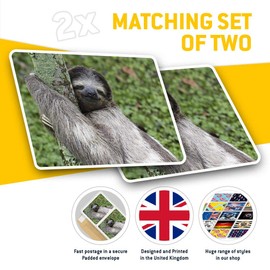 Rectangle Stickers (Set of 2) 10cm - Beautiful Sleepy Sloth Lazy Cute Fun Decals for Laptops,Tablets,Luggage,Scrap Booking,Fridges, 15836