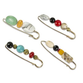 VMINOG Vintage Brooch Pack of 4 Pearl Brooch Women's Brooch Sweater Scarf Clips Pearl Brooches Safety Pins Decorative Collar Safety Pin Shirt Brooch Clips for Sweater Clothing Sweater, Metal