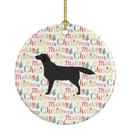Caroline's Treasures Black Labrador Retriever Merry Christmas Ceramic Ornament, Multicolor Christmas Tree Hanging Decorations for Home Christmas Holiday, Party, Gift, 3 in, Multicolor