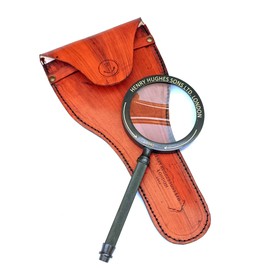 Vintage Antique Henry London Leather Case Brass Marine Handheld Magnifying Glass Astrologers Nautical Instrument - Xmas Gallery Gifts