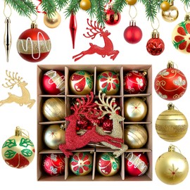 TOKIISHE 40 Pcs Christmas Baubles, Shatterproof Christmas Tree Decorations Ball Ornaments Set, Hanging Xmas Baubles Balls for Festival Holiday Party Gift Decoration