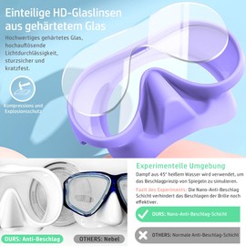 Tyuodna Adult Snorkel Set, Diving Goggles with Snorkel, Oversized Lens, 180° Wide Angle Anti-Fog Snorkeling Set, Macaron Colours Diving Goggles for Snorkelling, Diving (Purple)