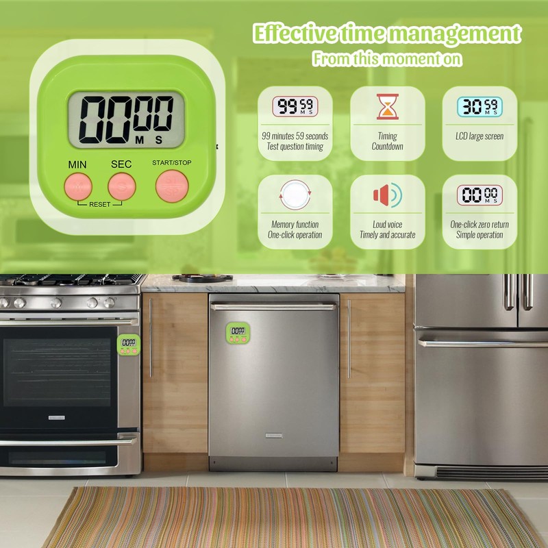 PAITOK Digital Timer Kitchen Timers with Back Stand for Cooking,Versatile