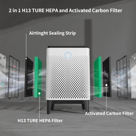 2 Pack Replacement Filter Compatible with Coway AIRMEGA Max2 400 400S 400(G) 400S(G) Air Purifier, Max2 Green H13 True HEPA Active Carbon Filter, AP-2015-FP