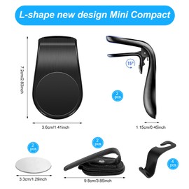 GZqiancang Pack of 2 Speedometer Magnetic Holders, Black Speedometer Holder with 2 Glasses Holders for Car and 4 Car Hooks for Ooono Co-Driver No2 with Magnetic Patches