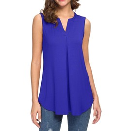 Neineiwu Tank Tops Women's Sleeveless V-Neck Blouse Elegant Tank Top for Summer, royal blue