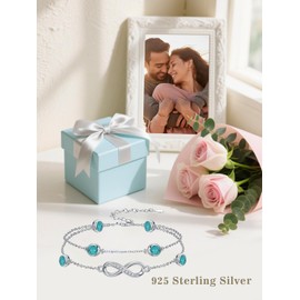 Dorunmo Infinity Anklet Turquoise Anklet 925 Sterling Silver Birthday Turquoise Jewelry for Women for Wife Mom