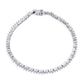 Holiday Party Modern Bridal Ultra Thin Clear Cubic Zirconia Circlet Solitaire AAA CZ Liquid Thin Tennis Bracelet For Women Wedding Silver Plated 7 Inch