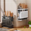 Kitchen Knives Chopstick Rack with Draining Tray Wall Mounted Multifunctional