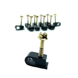 Perfect Vision 100 SINGLE BLACK FLEX CLIPS WITH 1" SCREW RG6 CABLE WIRE GC12BLK